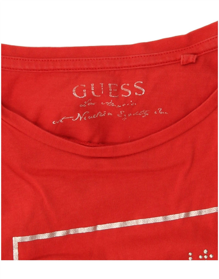 Guess T-shirt graphique pour femme UK 12 Rouge moyen