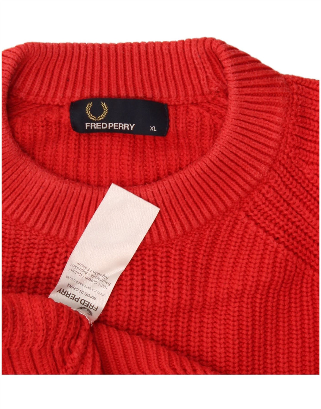 Fred Perry Pull ras du cou pour homme XL en coton rouge