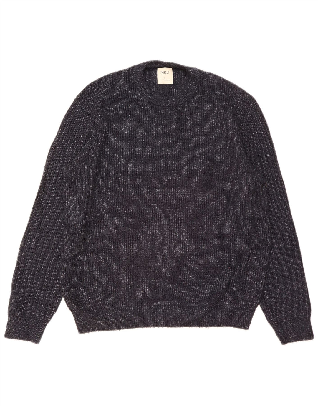 Marks & Spencer Pull à col rond pour homme Taille L Bleu marine moucheté
