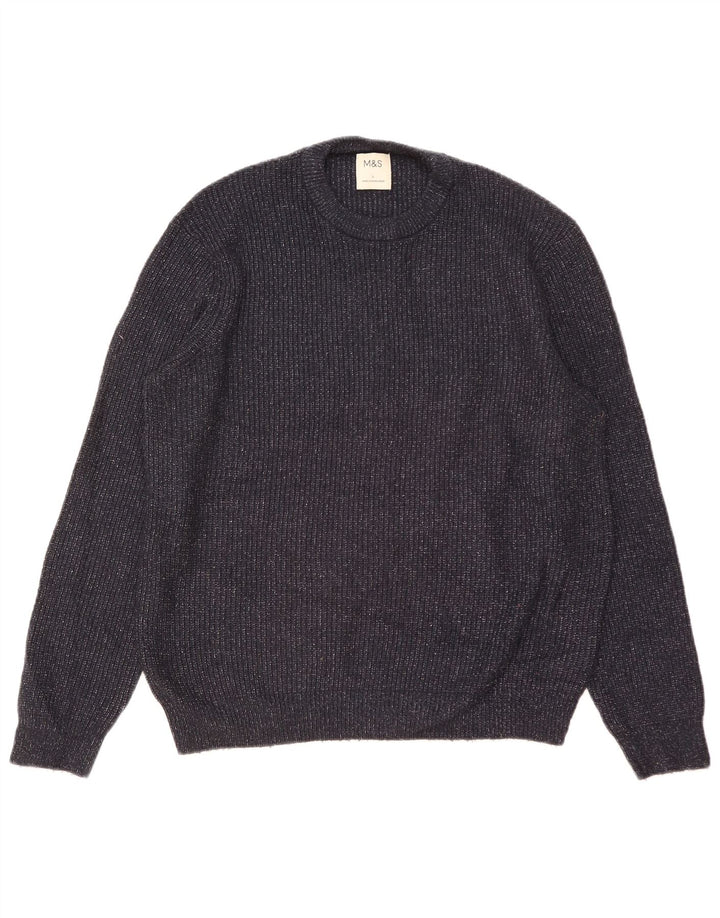 Marks & Spencer Pull à col rond pour homme Taille L Bleu marine moucheté