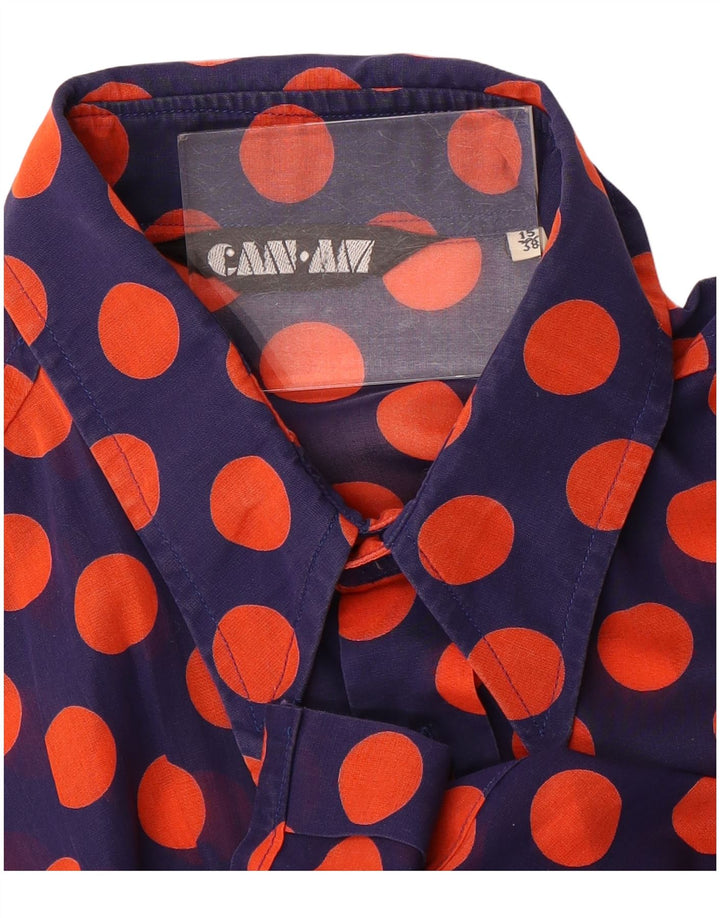 Can Am Mens See Through Shirt Taille 15 38 Moyen Bleu Marine À Pois