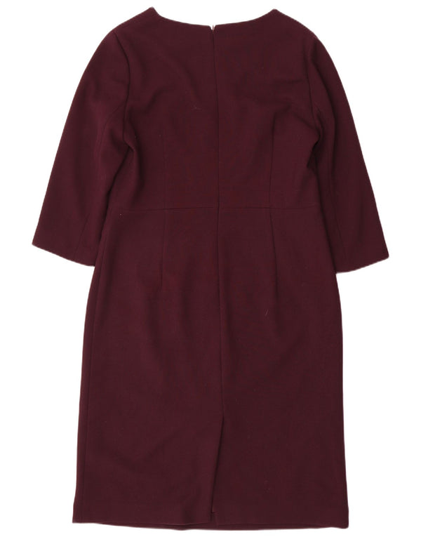 Hobbs Robe fourreau à manches 3/4 pour femme UK 14 Large Bordeaux Polyester