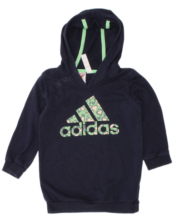 Adidas Pull à capuche graphique pour bébé fille 18-24 mois en coton bleu marine