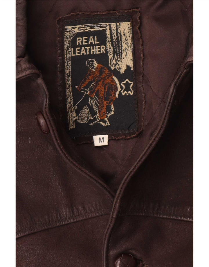 veste en cuir homme vintage UK 38 Cuir brun moyen