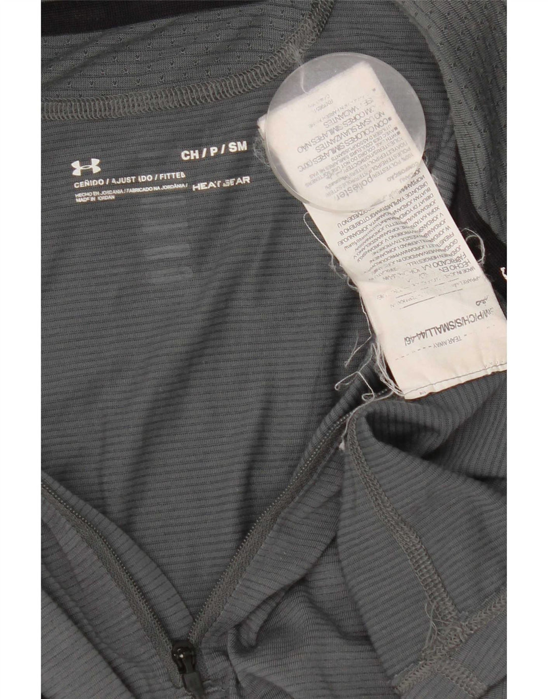 Under Armour Heat Gear Zip Neck Top Manches Longues Homme Gris Polyester