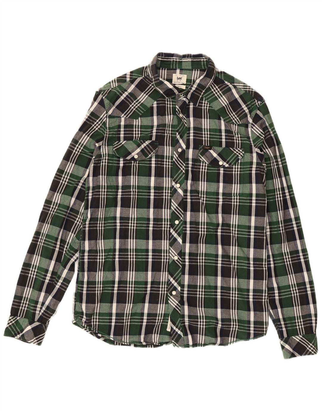 LEE Chemise Slim Fit en Flanelle pour Homme XL en Coton à Carreaux Vert