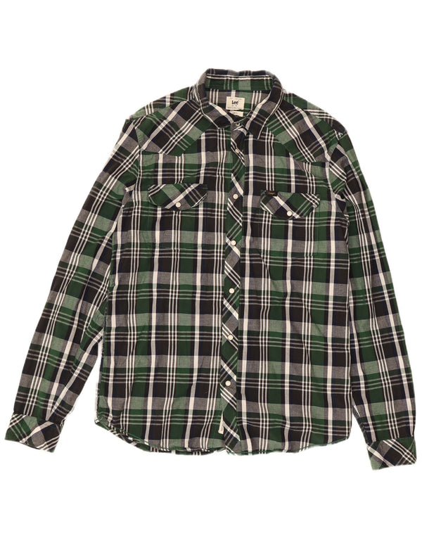 LEE Chemise Slim Fit en Flanelle pour Homme XL en Coton à Carreaux Vert