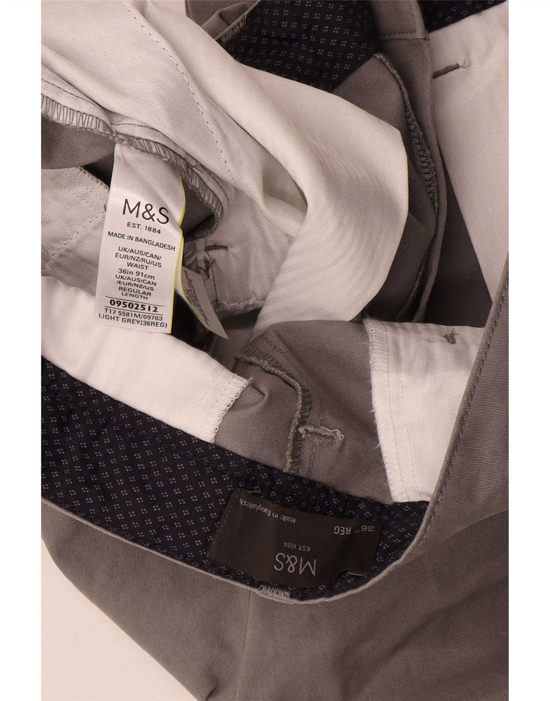 Marks & Spencer Short Chino Homme W36 Grand Gris Coton