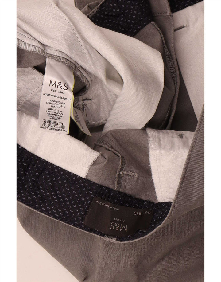 Marks & Spencer Short Chino Homme W36 Grand Gris Coton