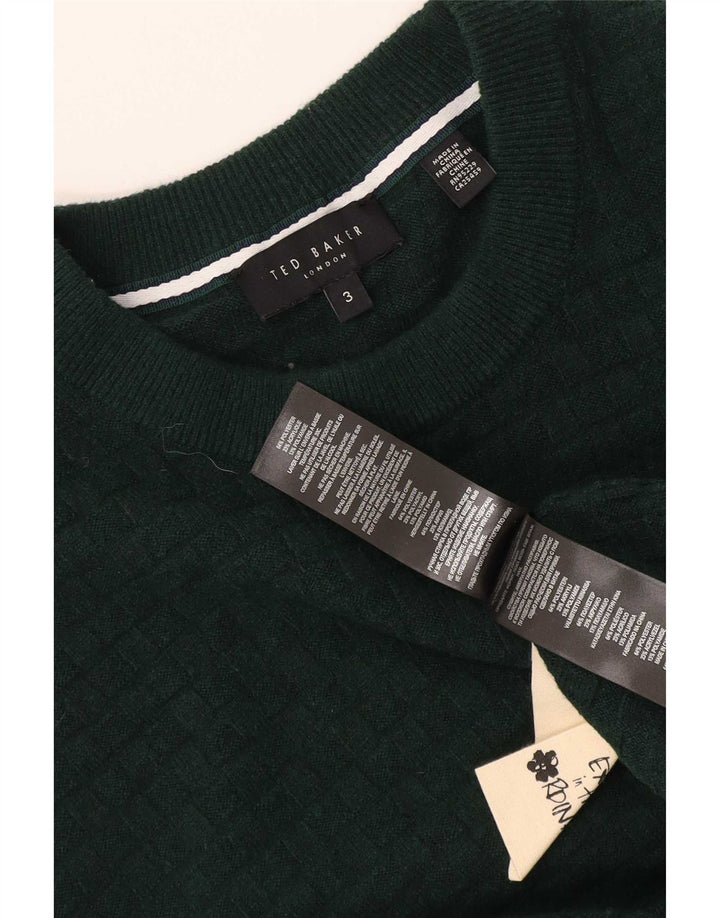 Ted Baker Pull à col rond pour homme Taille 3 Vert moyen Polyester