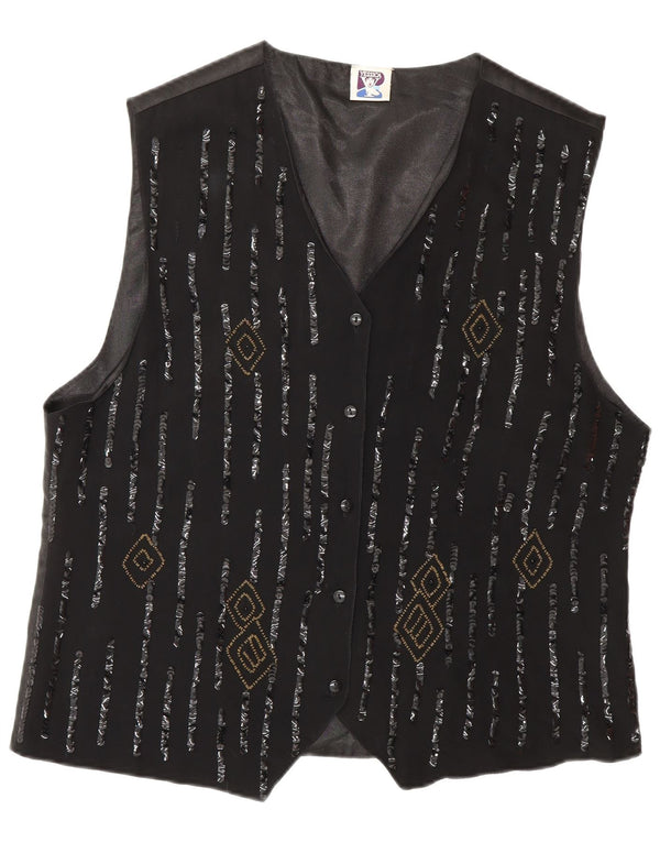 Yessica Gilet Femme UK 18 XL Noir Géométrique Polyester