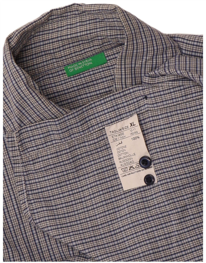 Benetton Chemise Garçon 10-11 Ans XL Bleu Vichy Coton