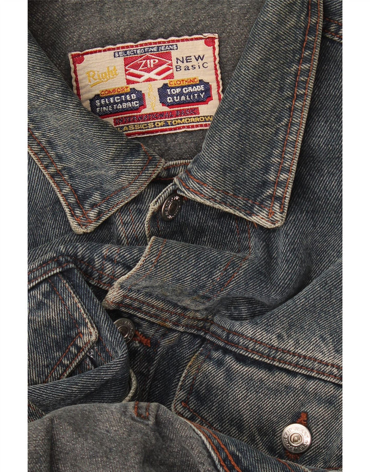 Veste en jean zippée pour homme UK 40 Large Bleu
