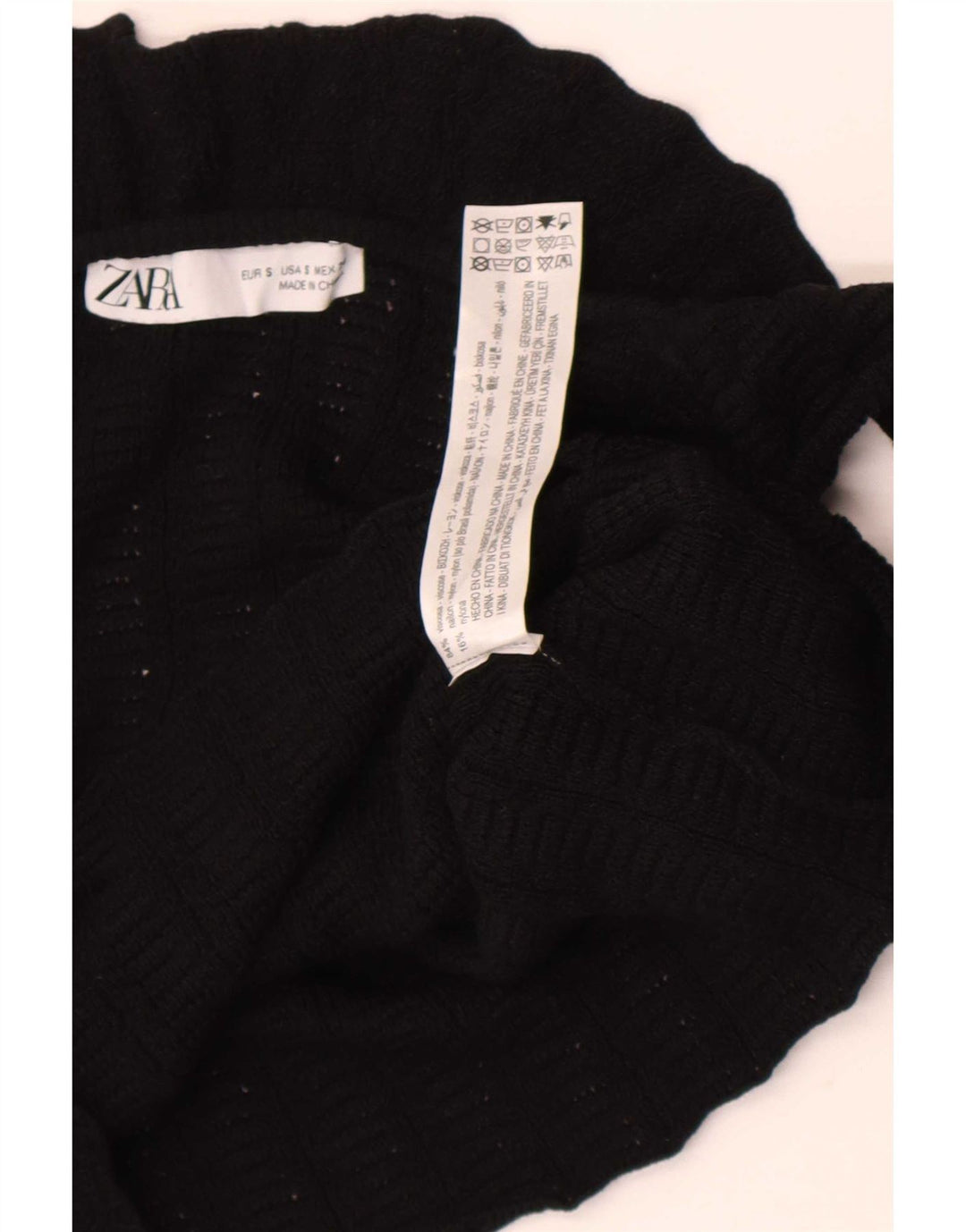 Zara Femme Crop Top UK 8 Small Noir Viscose