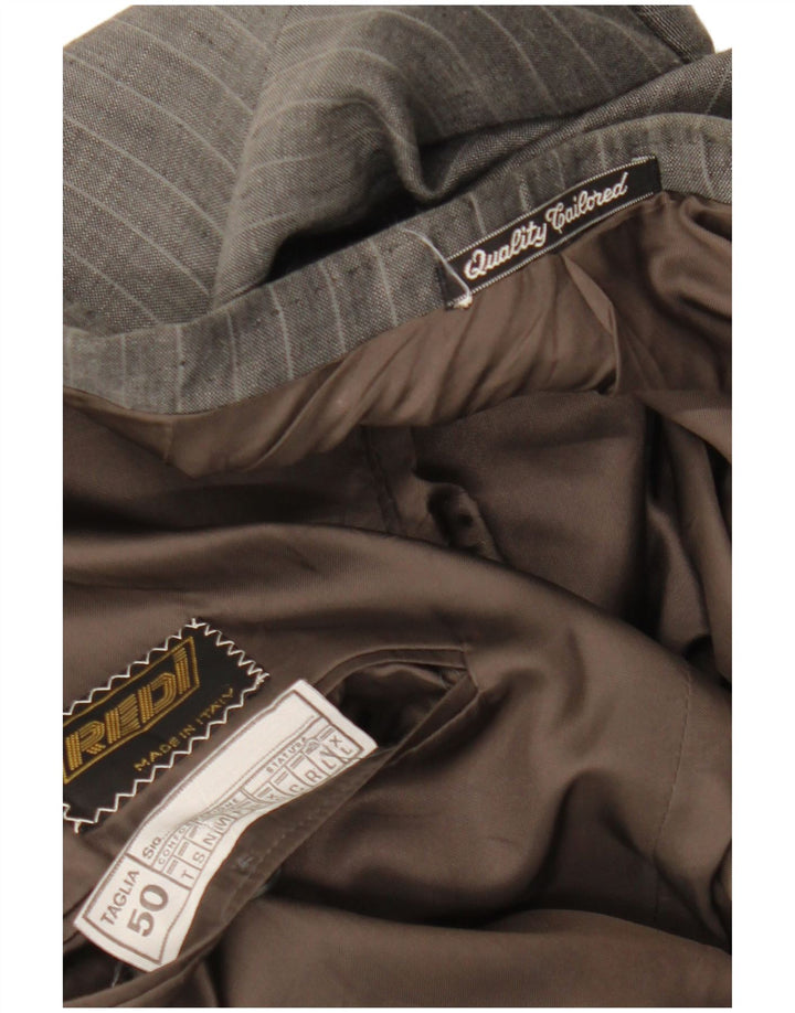 vintage Mens Double Breasted Blazer Veste IT 50 Grande Rayure Grise