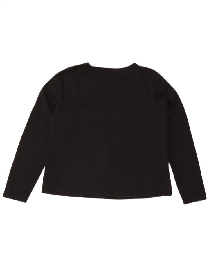 BENETTON Haut surdimensionné à manches longues pour femme UK 10 Petit coton noir