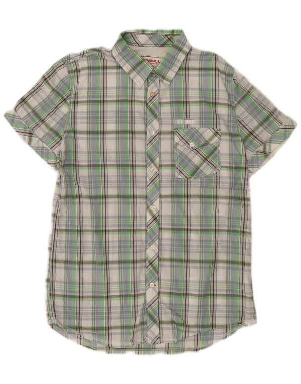 O'Neill Chemise à manches courtes pour homme en coton à carreaux verts