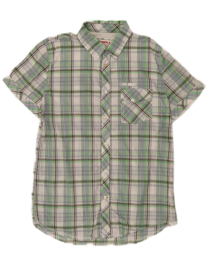 O'Neill Chemise à manches courtes pour homme en coton à carreaux verts