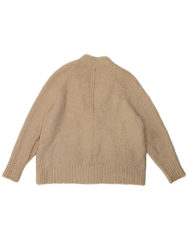 Zara Cardigan Femme Pull UK 16 Grand Acrylique Beige