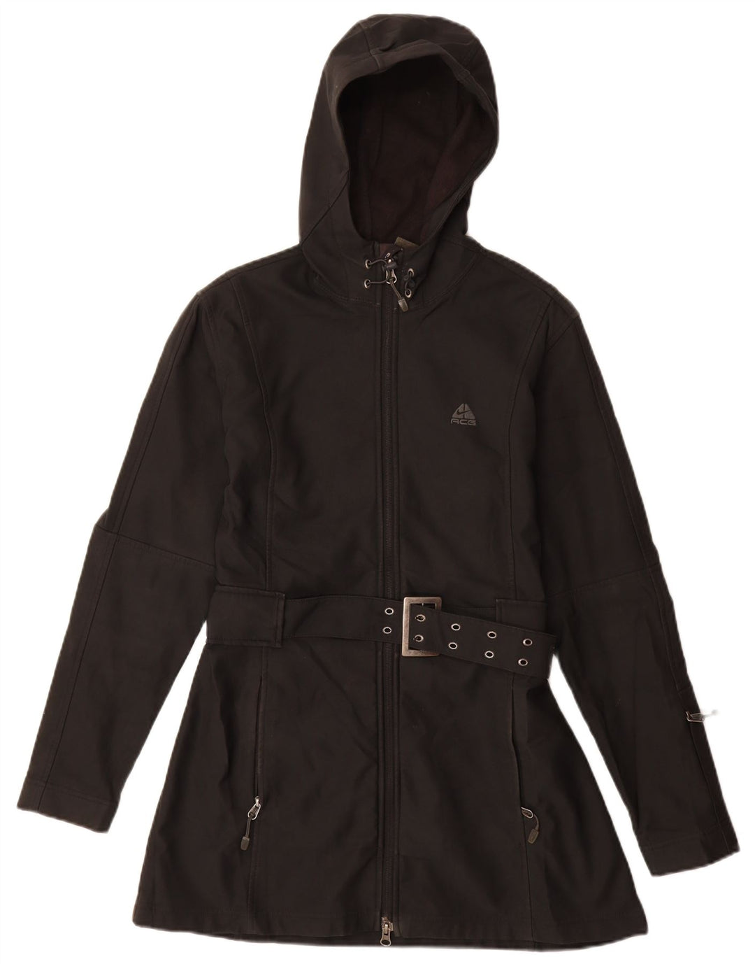 NIKE Veste coupe-vent à capuche pour femme UK 12 Polyester noir moyen