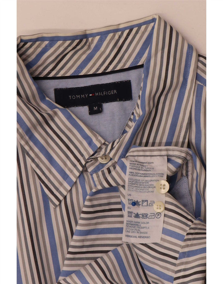 Tommy Hilfiger Chemise Homme Bleu Moyen En Coton À Fines Rayures