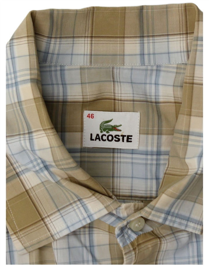 LACOSTE Chemise à manches courtes pour hommes Taille 46 2XL Kaki Check