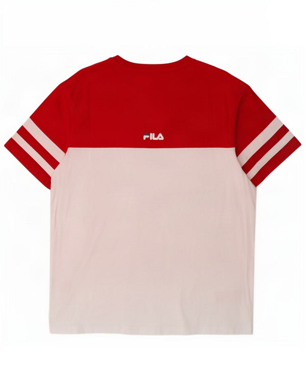 Fila T-Shirt Graphique Homme Blanc Moyen Coton Colorblock