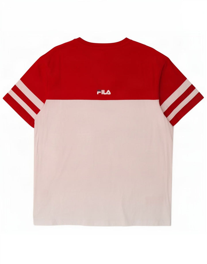 Fila T-Shirt Graphique Homme Blanc Moyen Coton Colorblock