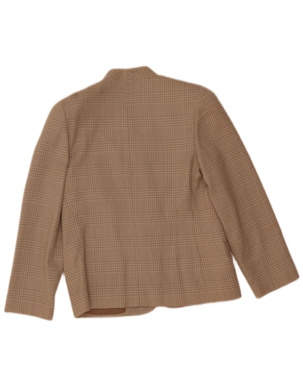 vintage Femme 2 Bouton Blazer Veste IT 44 Moyen Beige Pied-de-poule Laine