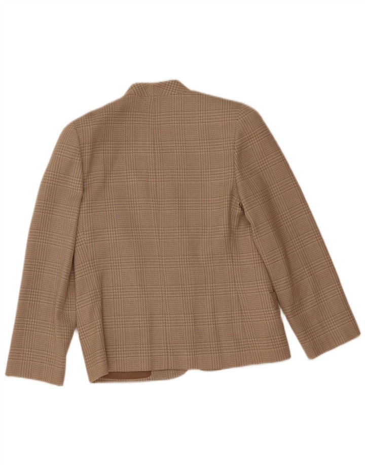 vintage Femme 2 Bouton Blazer Veste IT 44 Moyen Beige Pied-de-poule Laine
