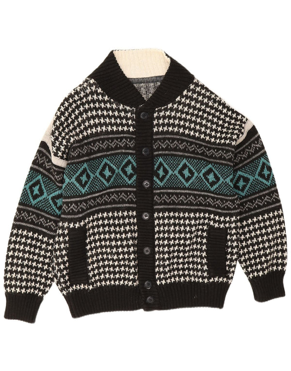 vintage Mens Cardigan Sweater XL Multicolore Géométrique