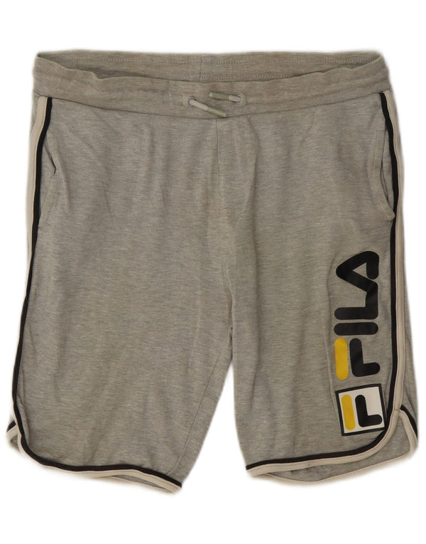 Fila Short de sport graphique pour femme UK 14 Large Gris Coton