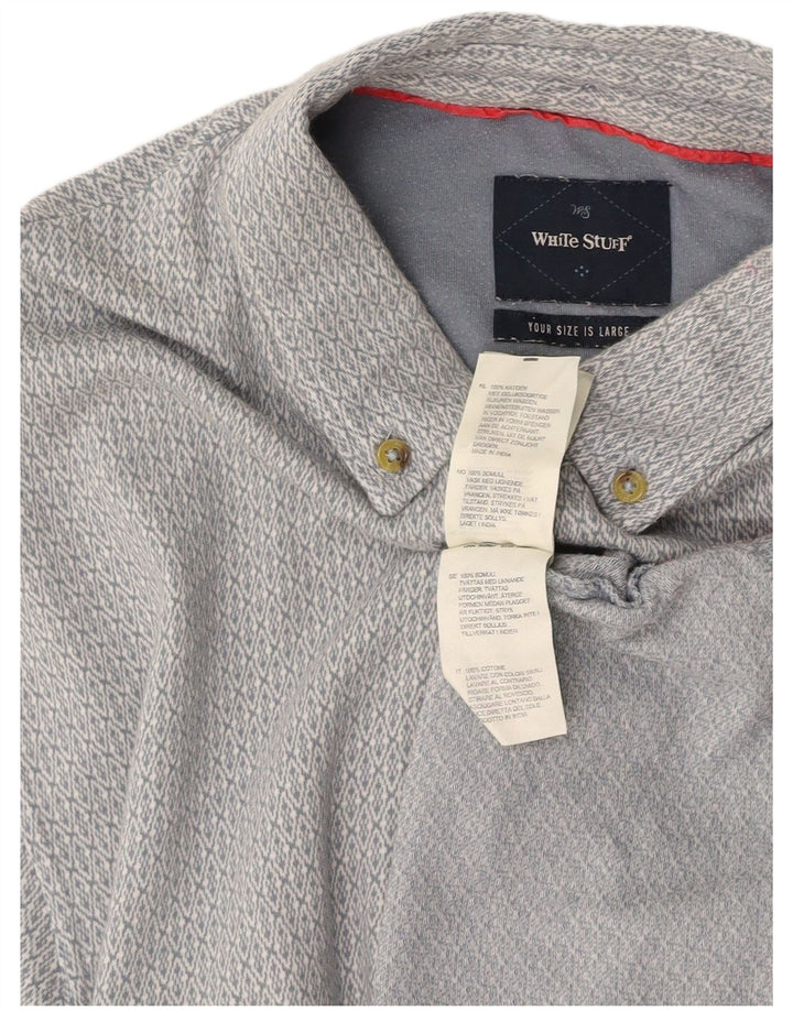 WHITE STUFF Polo Homme Large Gris Géométrique Coton