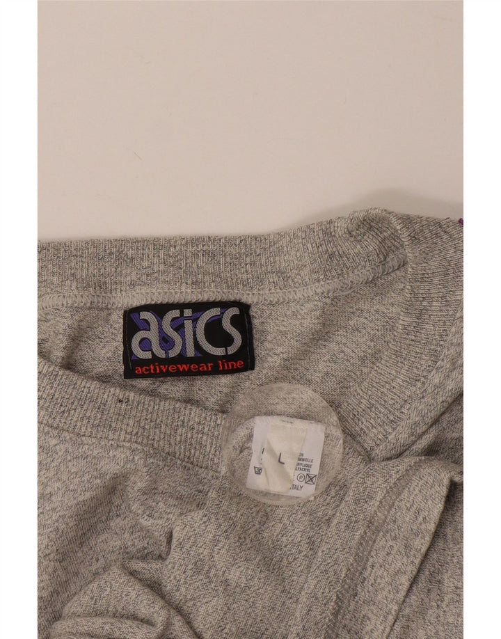 ASICS T-shirt graphique surdimensionné pour femme UK 16 Grand coton moucheté gris
