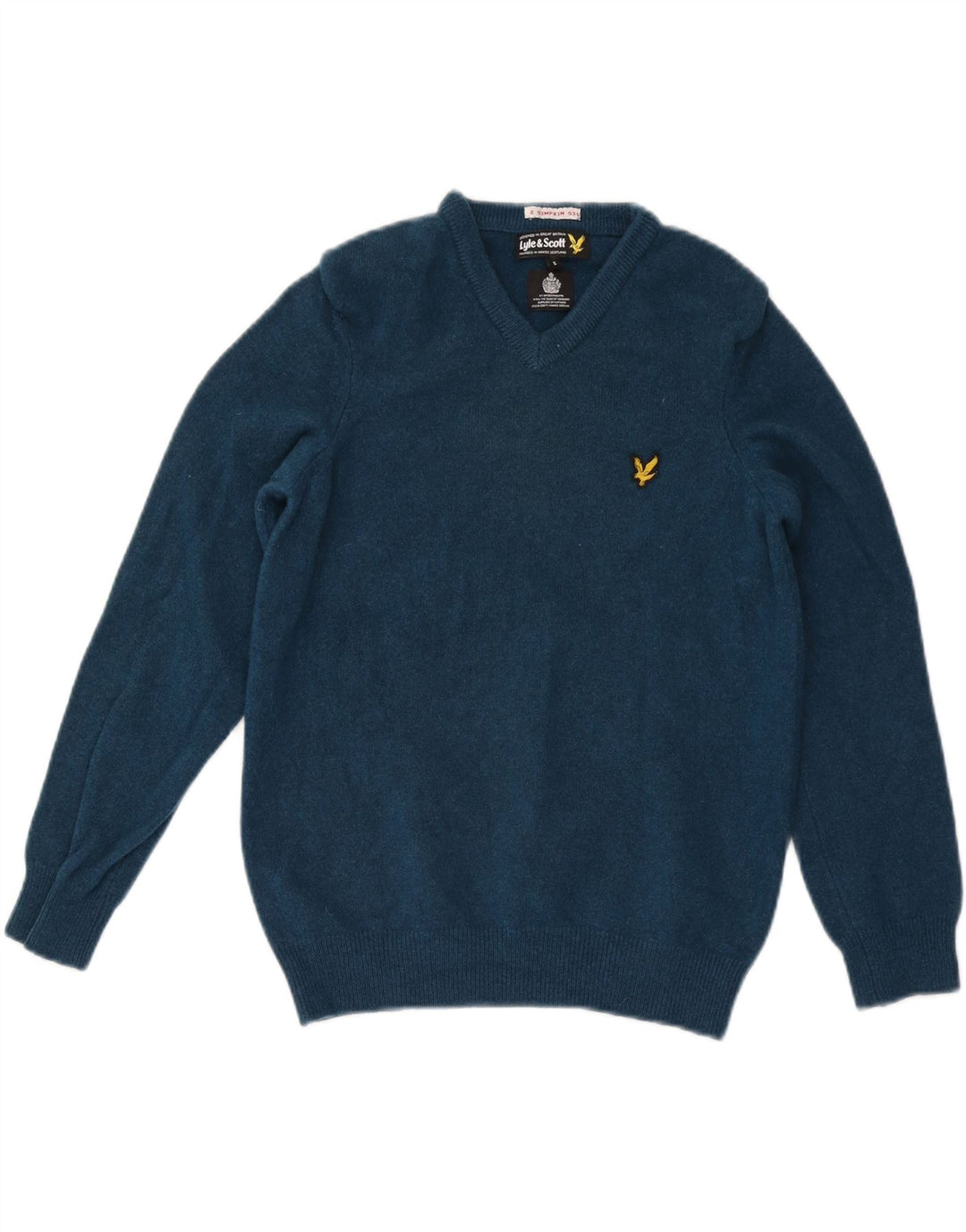 Lyle & Scott Pull col en V pour femme UK 10 Petit Bleu