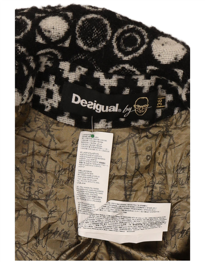Desigual Manteau Femme EU 36 Petit Viscose Géométrique Noir