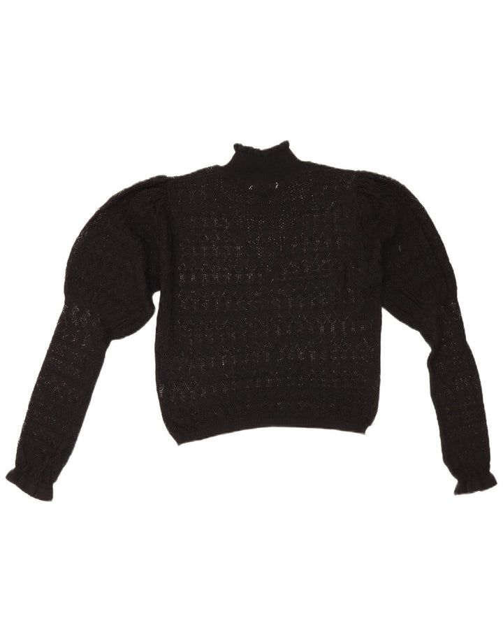 Zara Pull transparent à col roulé pour femme UK 12 Noir moyen