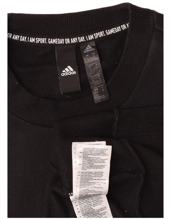 ADIDAS Mens Graphic Sweatshirt Jumper Small Black Cotton