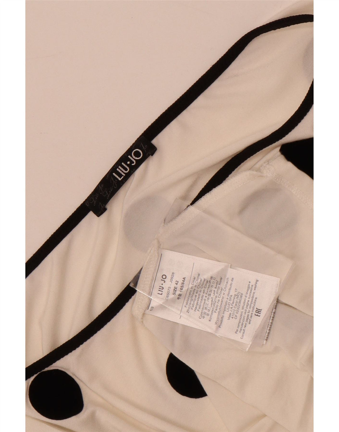 Liu Jo Top à manches longues et asymétrique pour femme IT 42 à pois blancs moyens