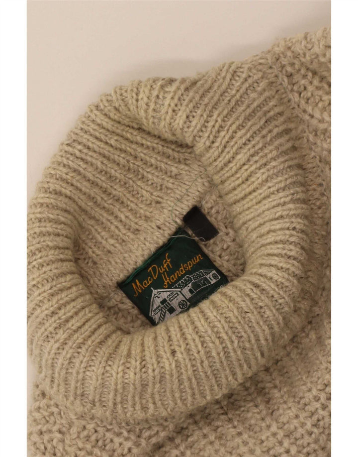 vintage Mens Roll Neck Jumper Pull Grand Beige