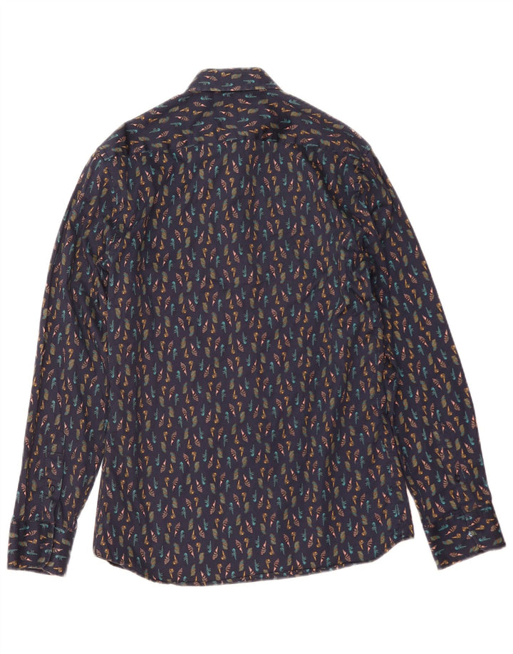 Zara Chemise Slim Fit À Motif Abstrait Bleu Marine Moyen |