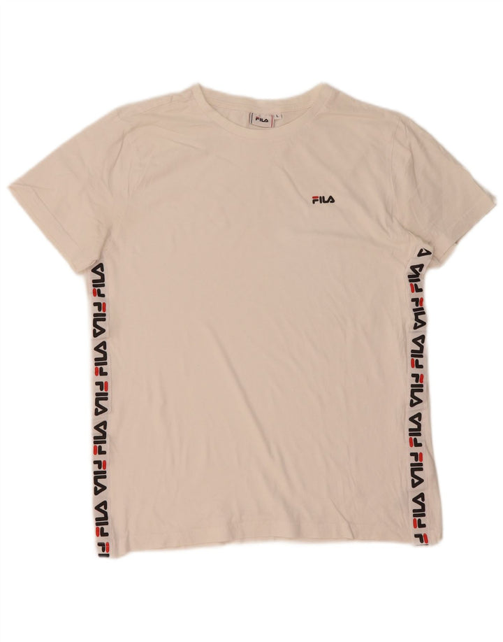 Fila T-shirt graphique pour hommes, grand, blanc, coton
