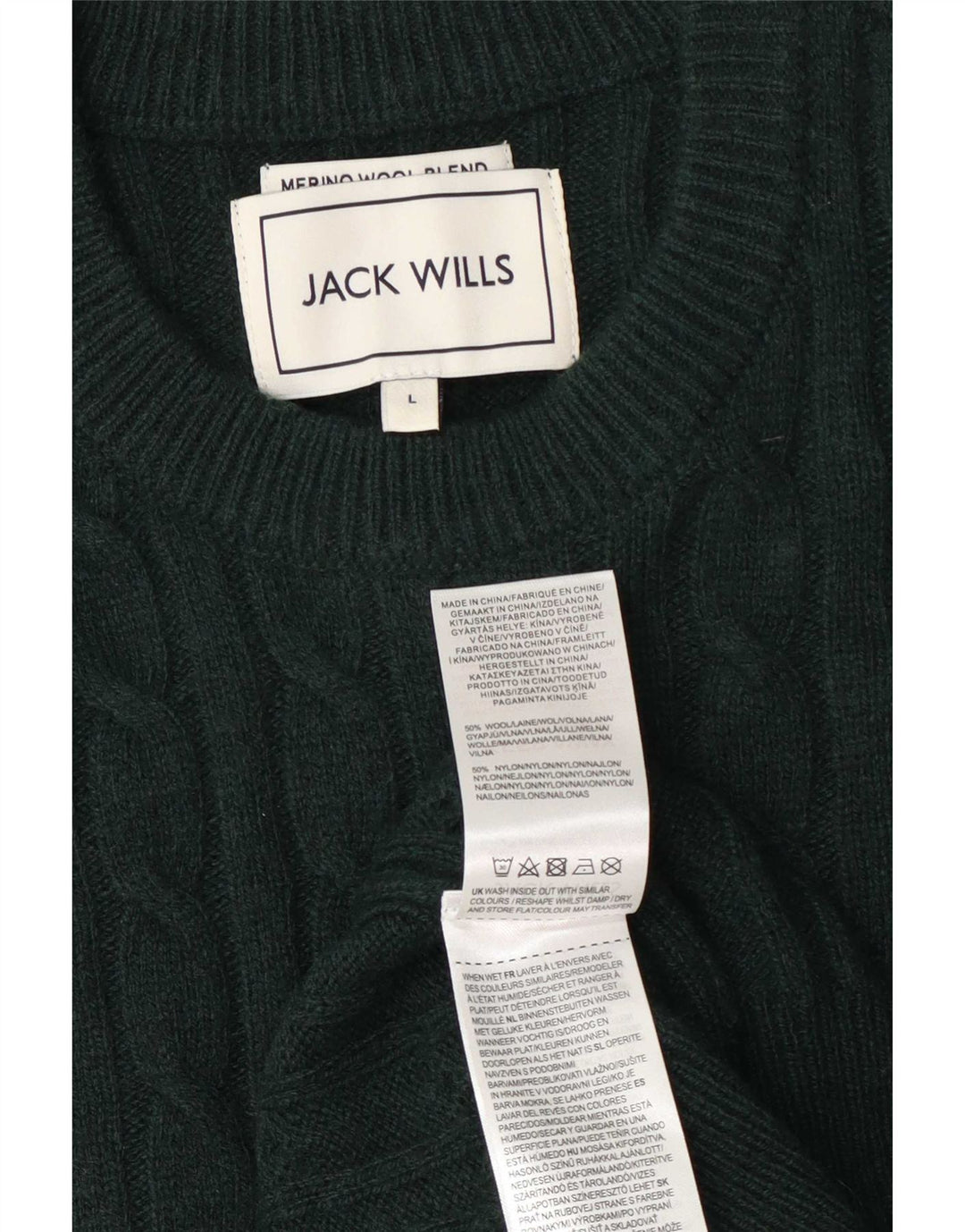 Jack Wills Pull à col rond pour homme en laine verte