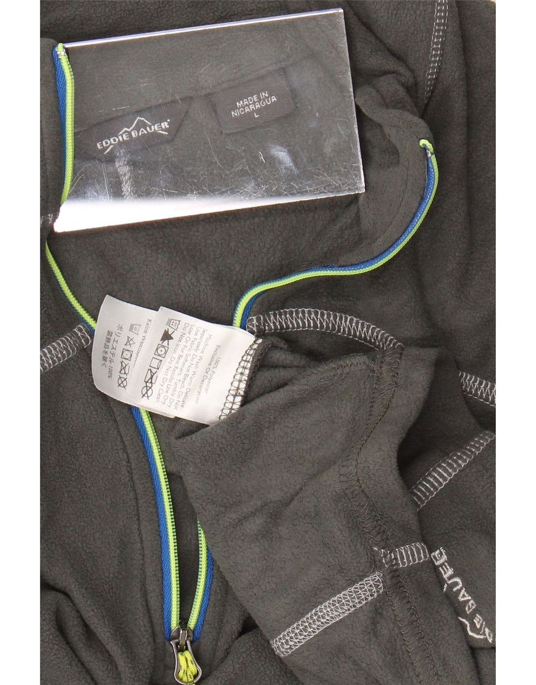 EDDIE BAUER Pull polaire à col zippé pour femme UK 16 Large Gris Polyester