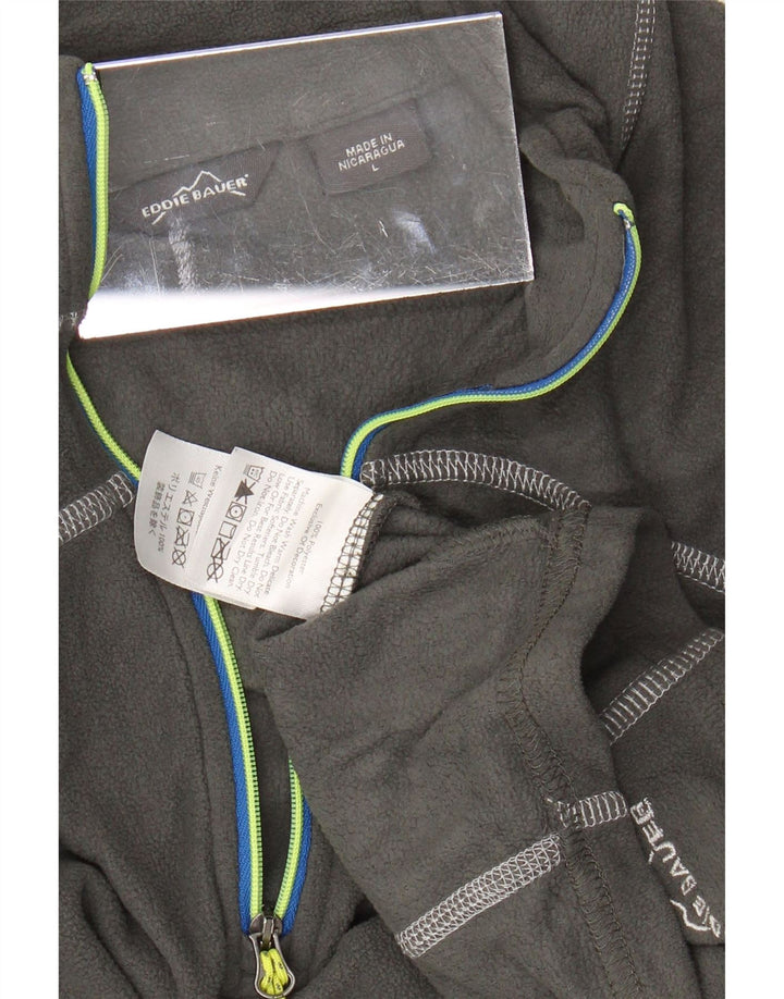 EDDIE BAUER Pull polaire à col zippé pour femme UK 16 Large Gris Polyester
