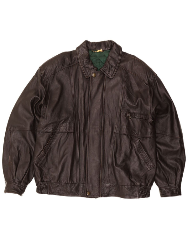 veste en cuir homme vintage IT 56 3XL Marron