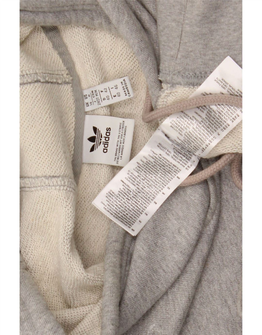 Adidas Pull à capuche surdimensionné pour femme UK 14 Gris moyen Coton