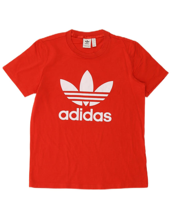 ADIDAS T-shirt graphique pour femme UK 12 en coton rouge moyen