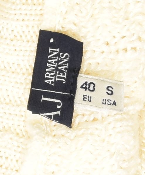 ARMANI JEANS Pull col roulé femme EU 40 Medium Off White