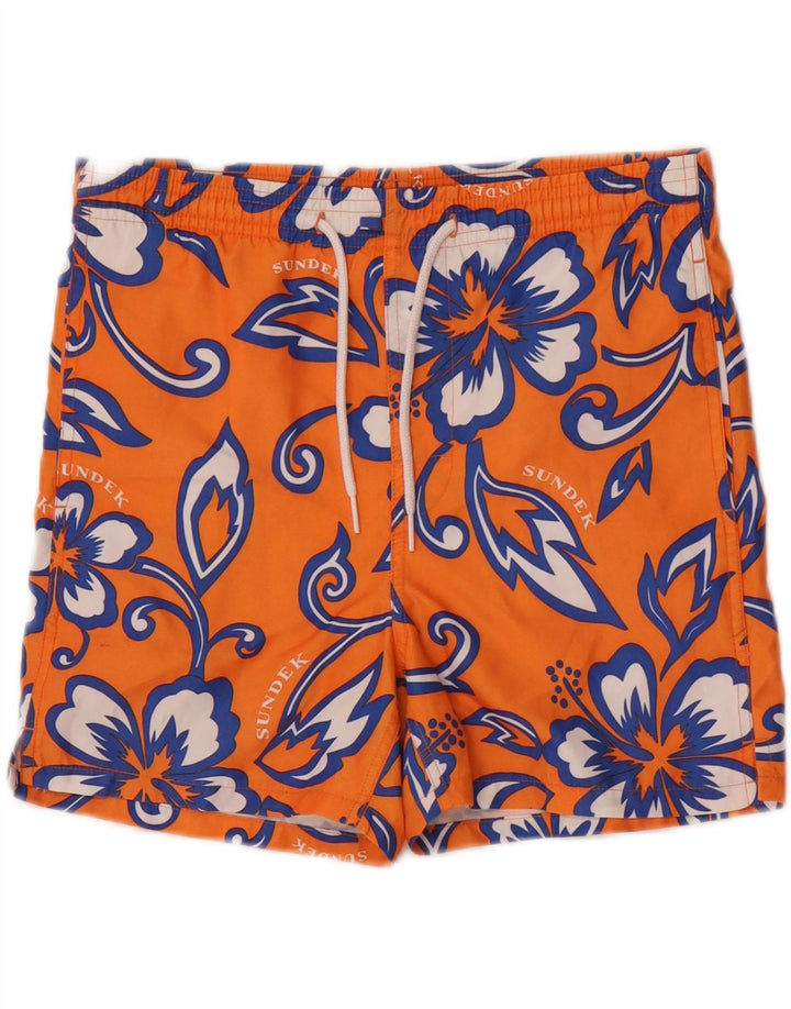 Sundek Short de bain graphique pour homme en polyester floral orange moyen